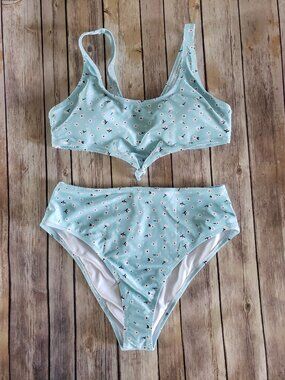 Unknown Brand Blue Bikini Top And Bottoms Size M
